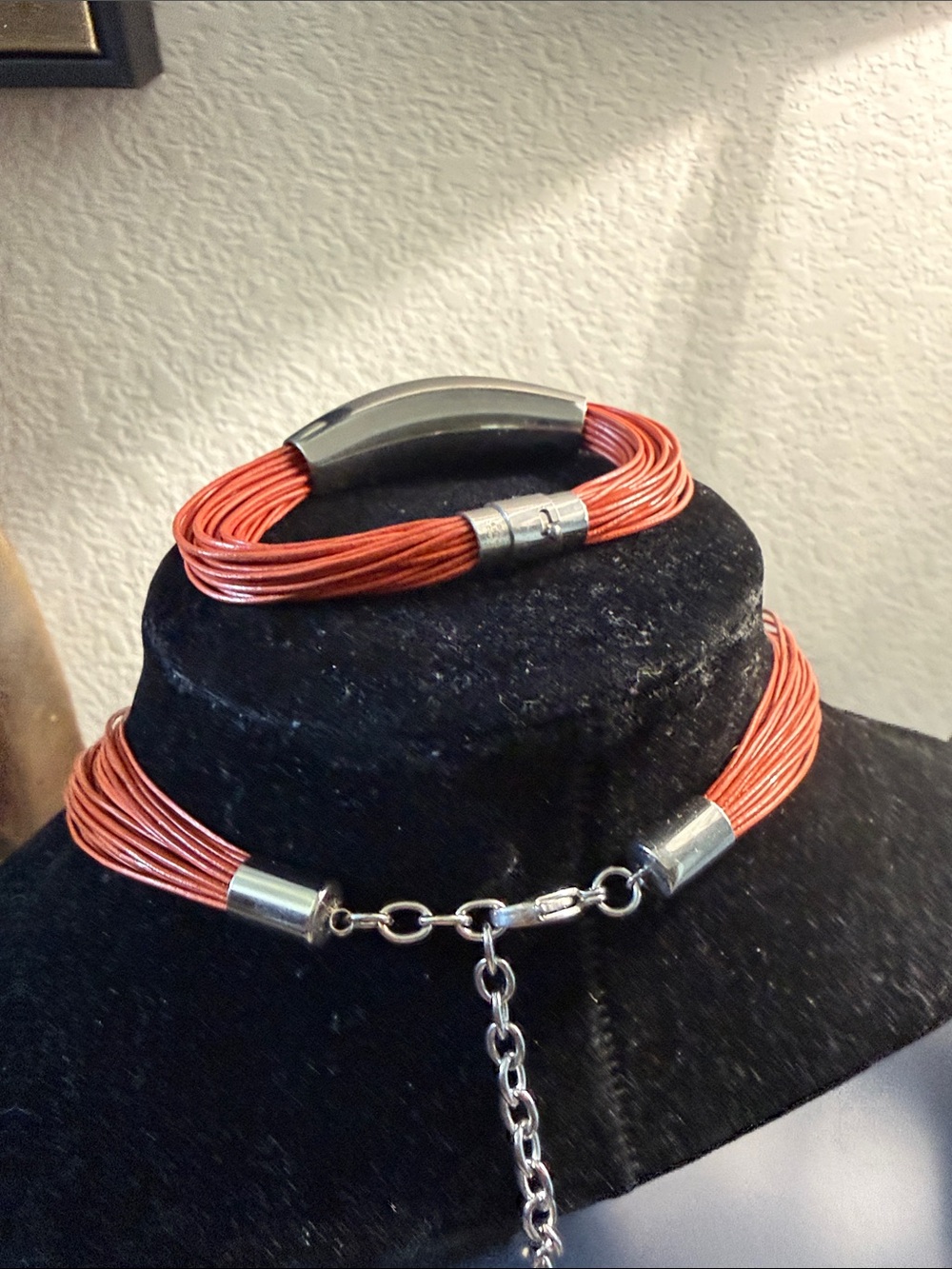 Orange Multi-Strand Necklace and Bracelet Set - Picture 3 of 3
